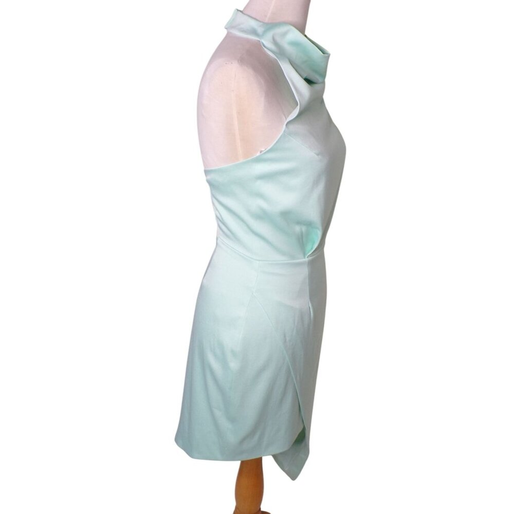 🆕ELLIATT Camo Asymmetric Satin Halter Dress Seafoam Small 4 - Picture 10 of 13